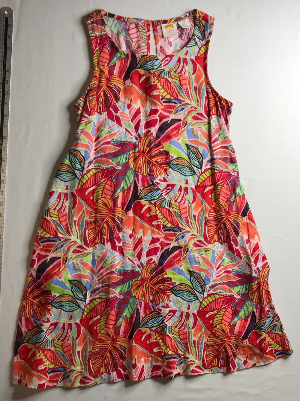 C&C California Multicolor Tropical Floral Linen Mini Dress Size XS